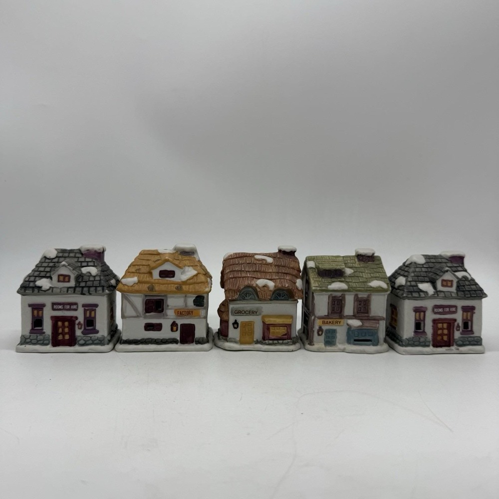 JSNY Dickens Village Mini Houses Lot of 5 Grocery Bakery Factory Room For Hire